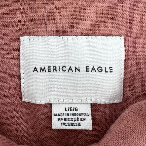 American Eagle Oversized Beach Button Up Shirt Linen Blend Womens Size Large - Picture 6 of 9